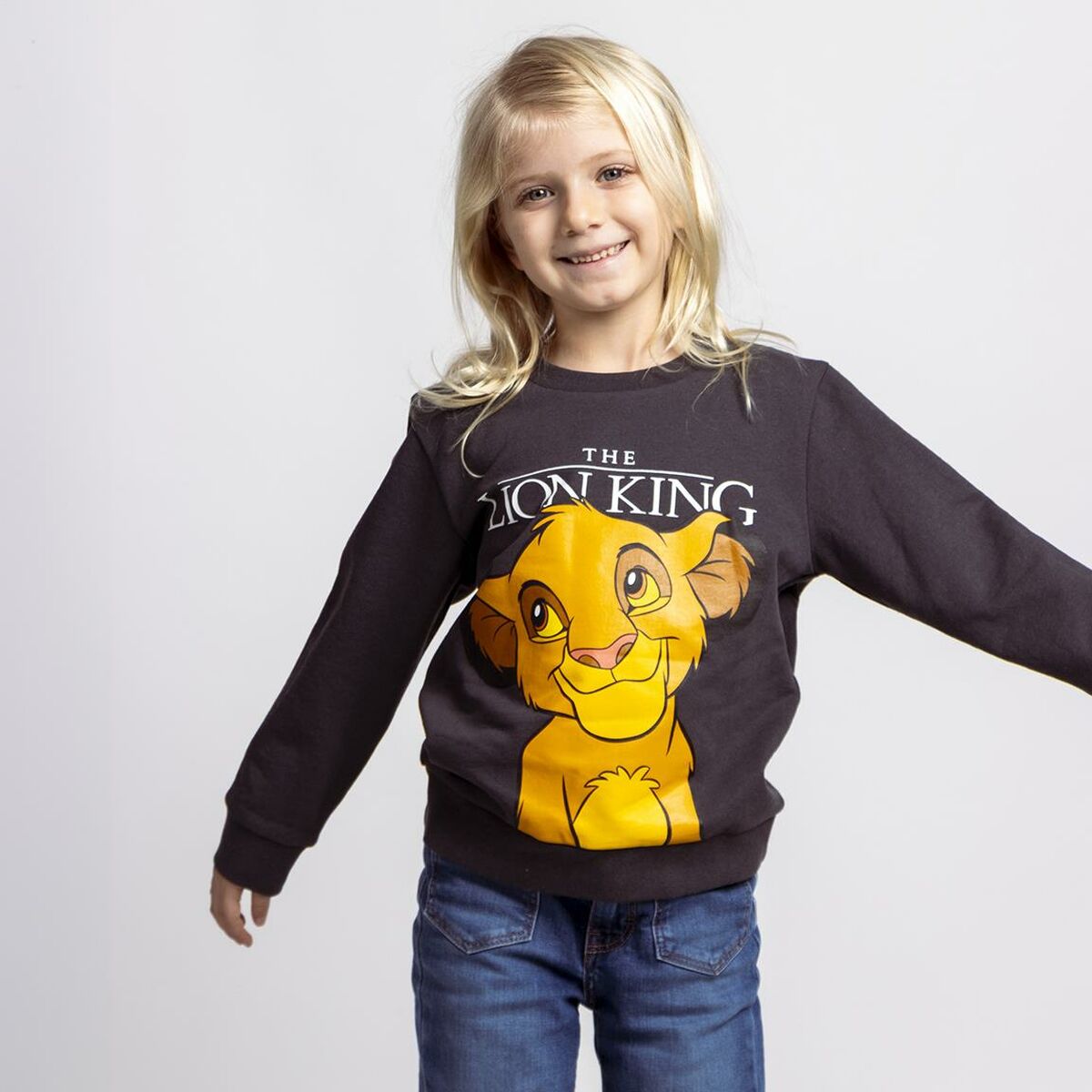 Dětská mikina bez kapuce The Lion King Tmavě šedá